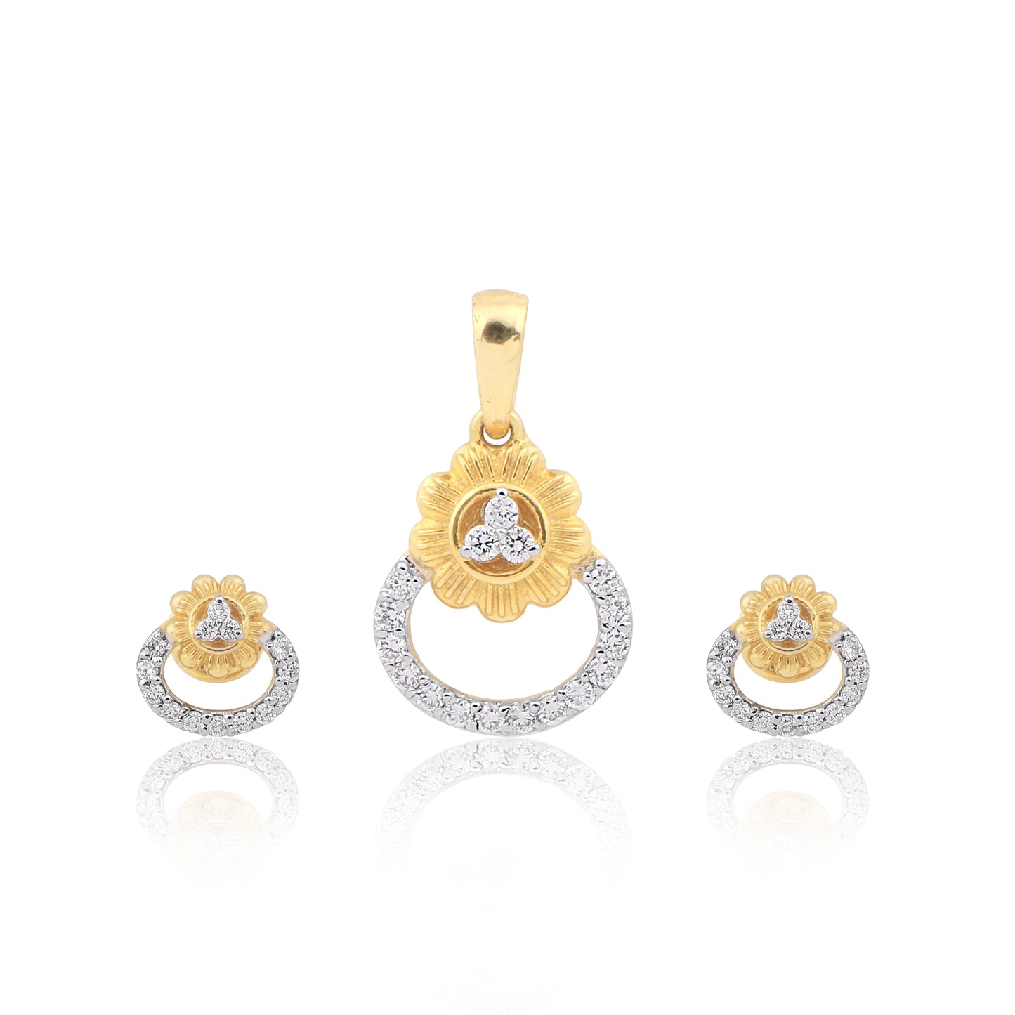 Golden Petal Harmony Diamond Pendant