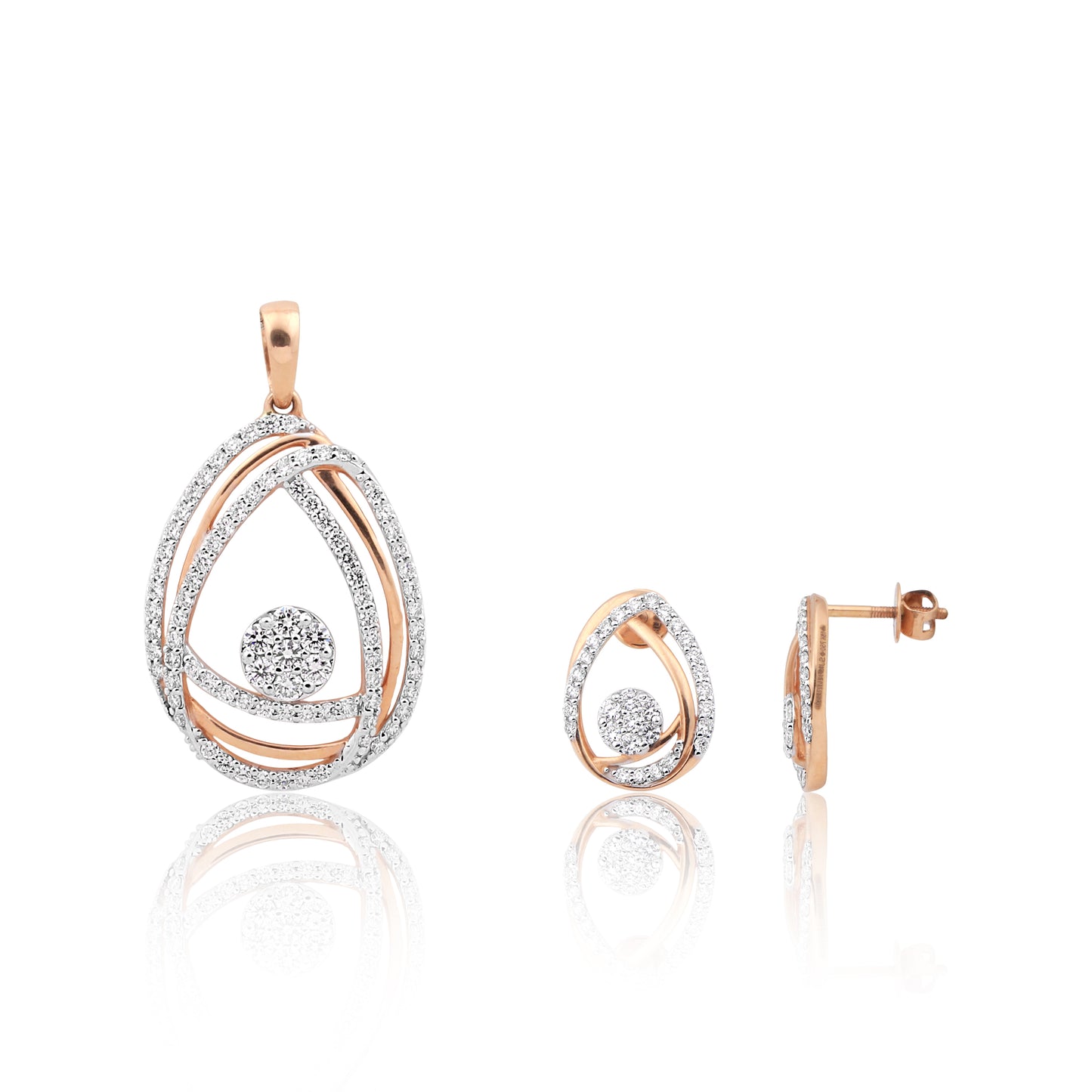 Twilight Embrace Interwoven Teardrop Diamond Pendant Set