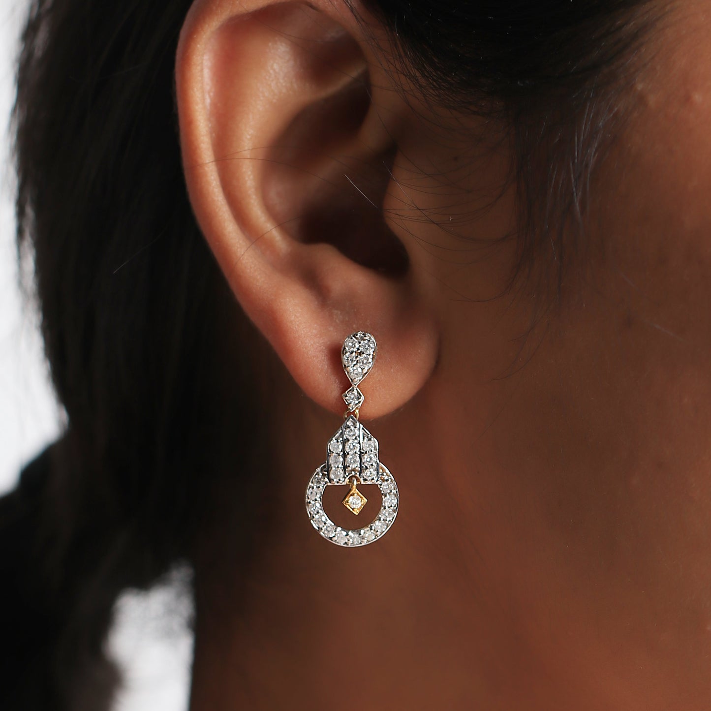 1.05 Ct. IGI Certified Natural Diamond Dangle Earrings in 18K Yellow Gold