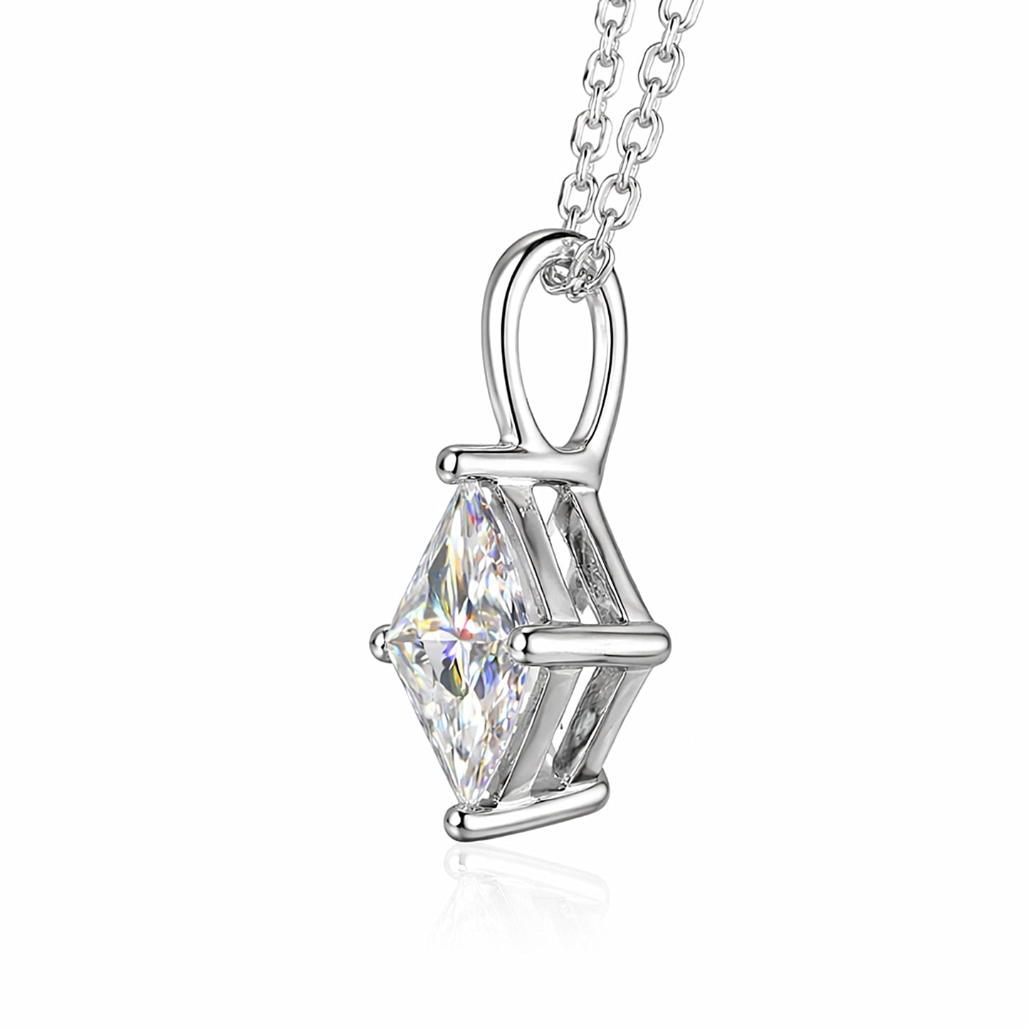3.50 ct DEW Princess Cut White Moissanite Pendant in – Birthday Gift 18K Gold Plated Ve 18K Gold Plated