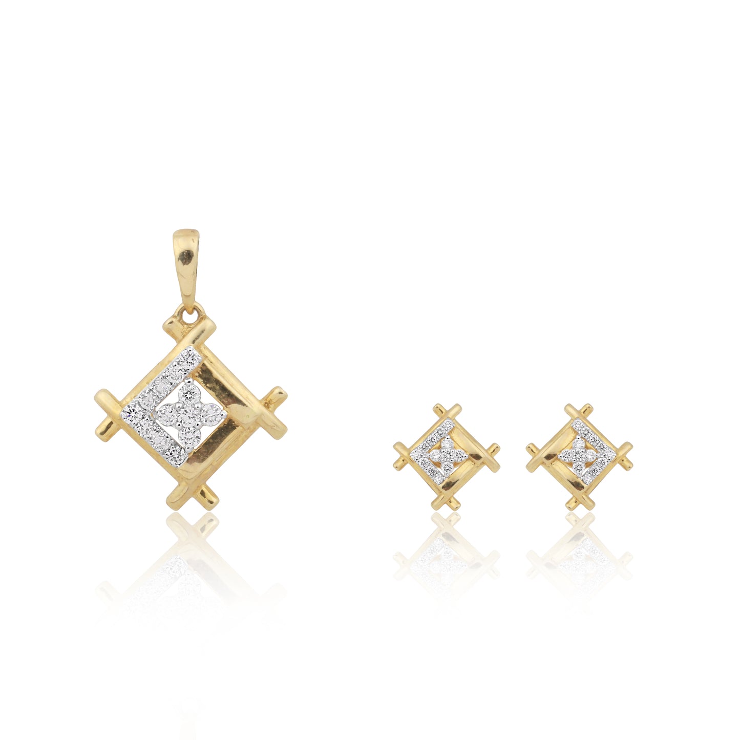 Radiant Geometry Diamond Pendant Set