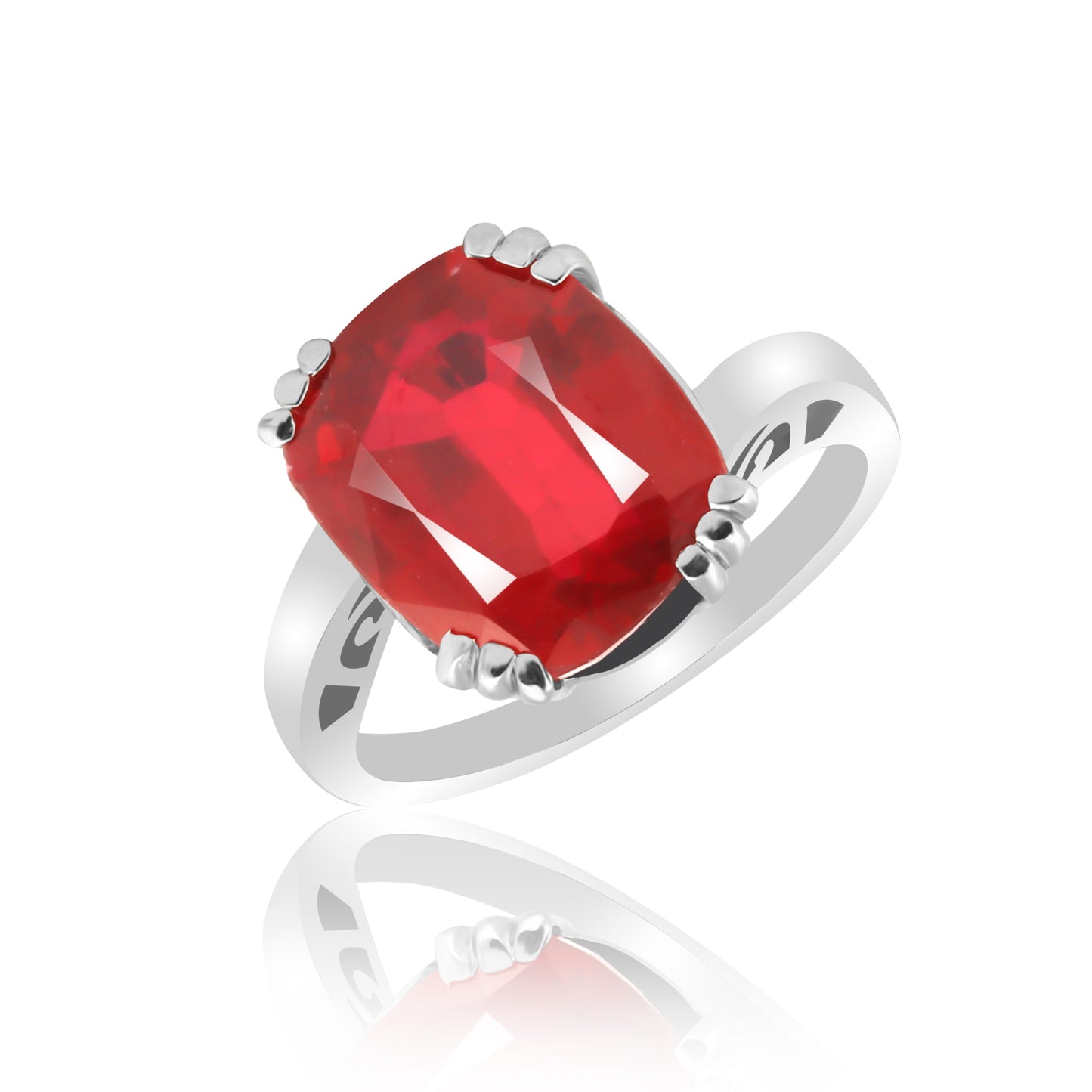 7 Ct. Certified Natural Cushion Cut Red Ruby 925 Sterling Silver Ring