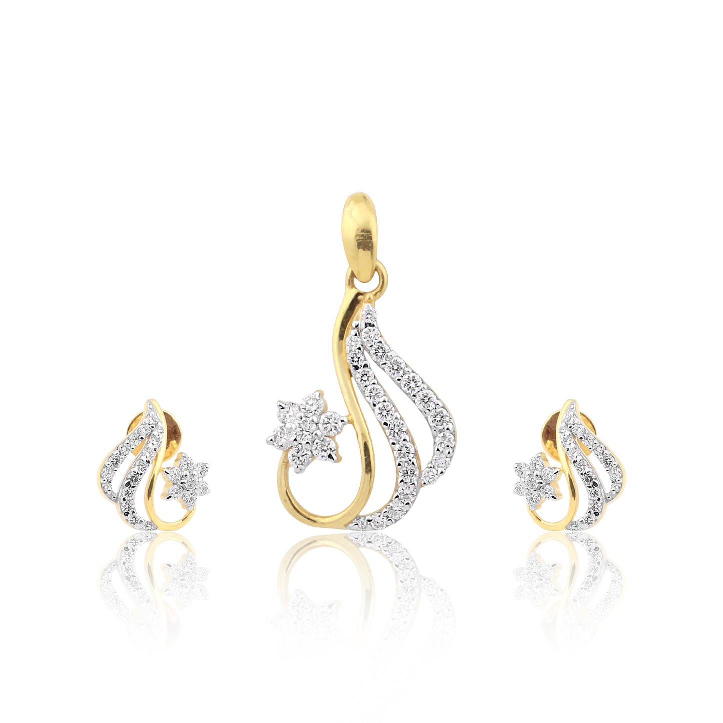 Teardrop Flame Diamond Pendant Set
