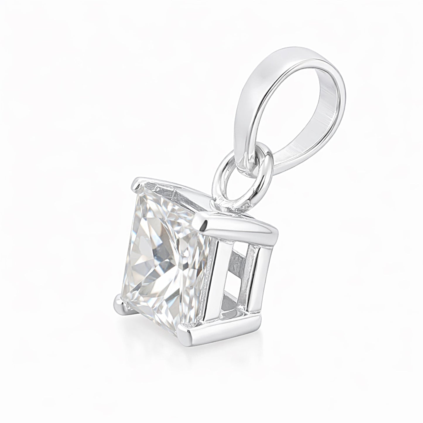 4.00 ct DEW Princess Cut Certified Moissanite Pendant Gold Vermeil Holiday Jewellery