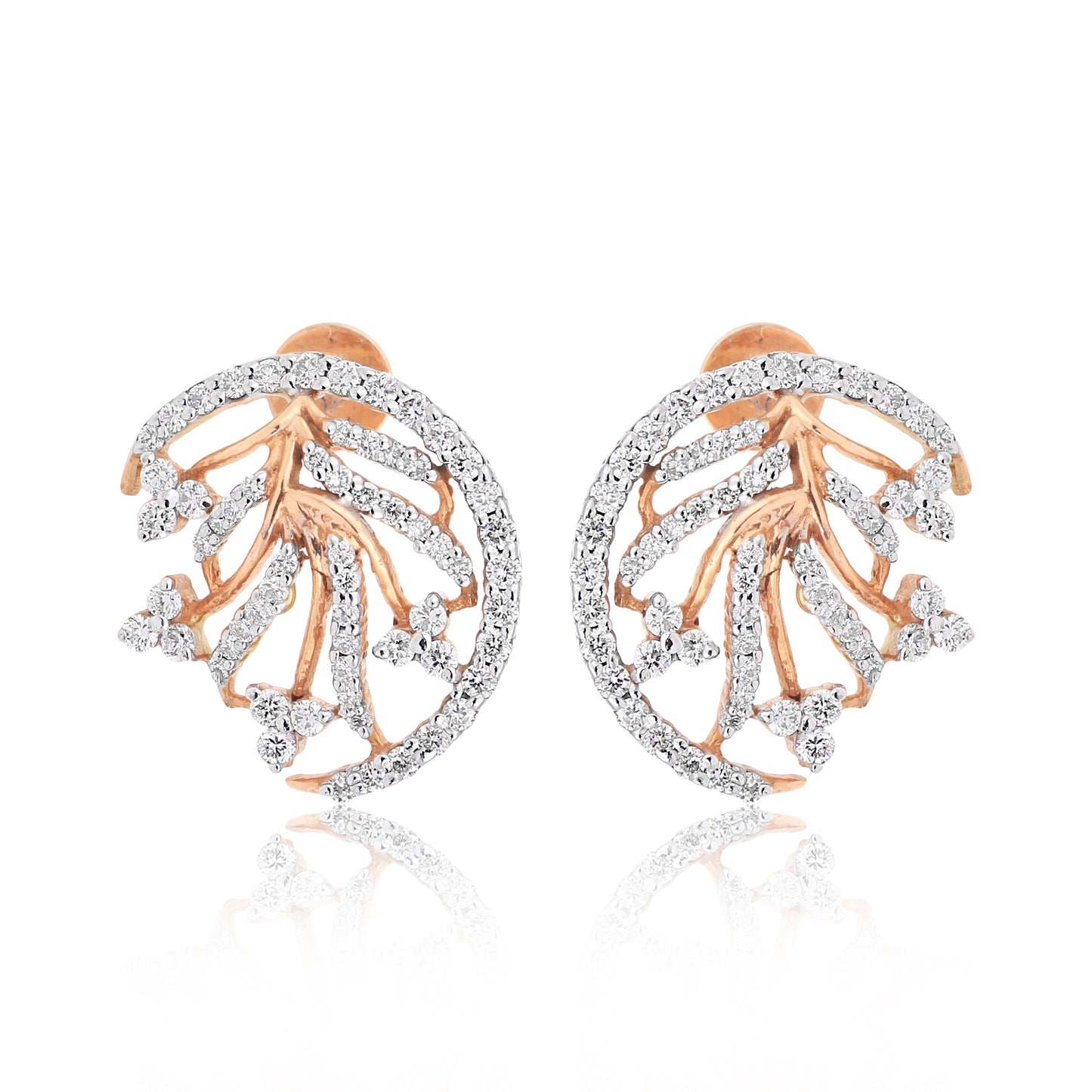 Diamond Leaf Stud Earrings