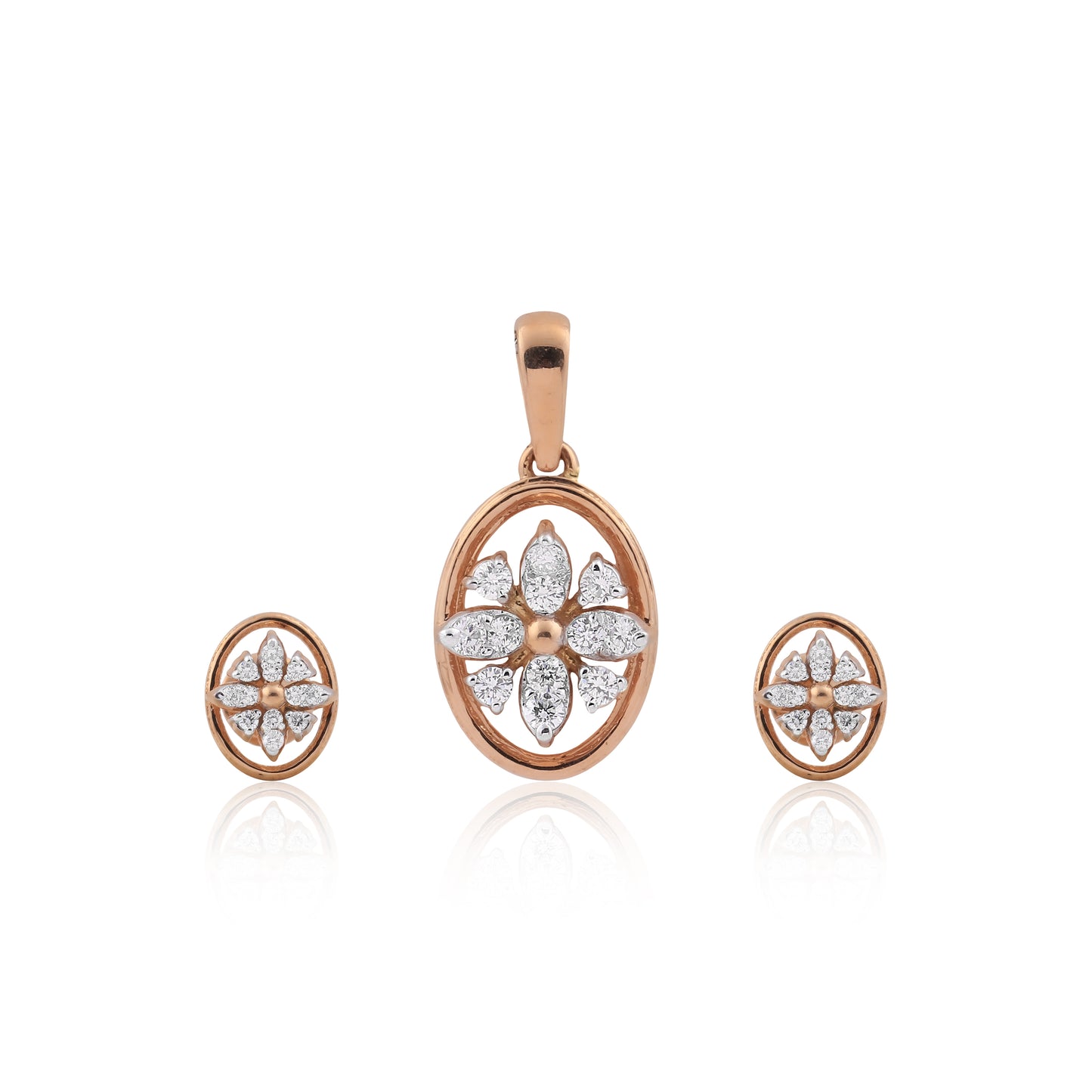 Blush Bloom Diamond Pendant Set