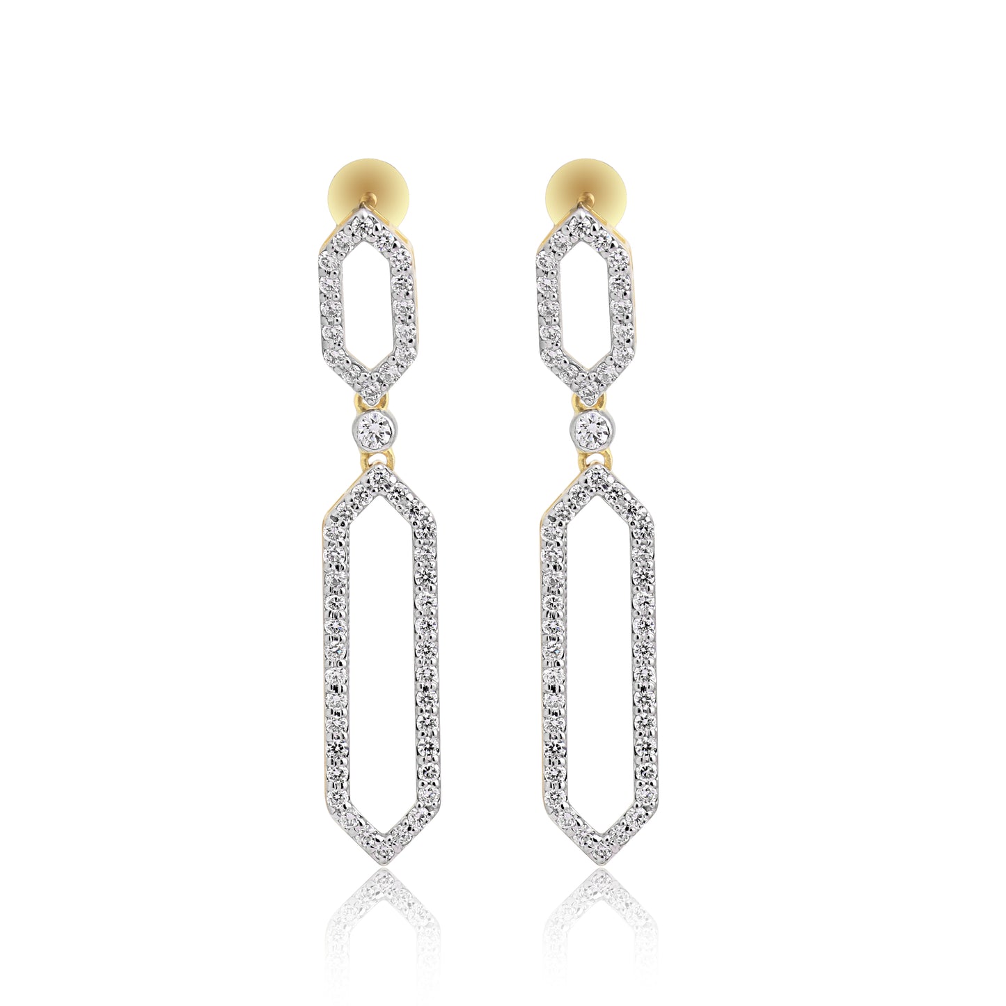 Modern Geometric Diamond Dangle Earrings