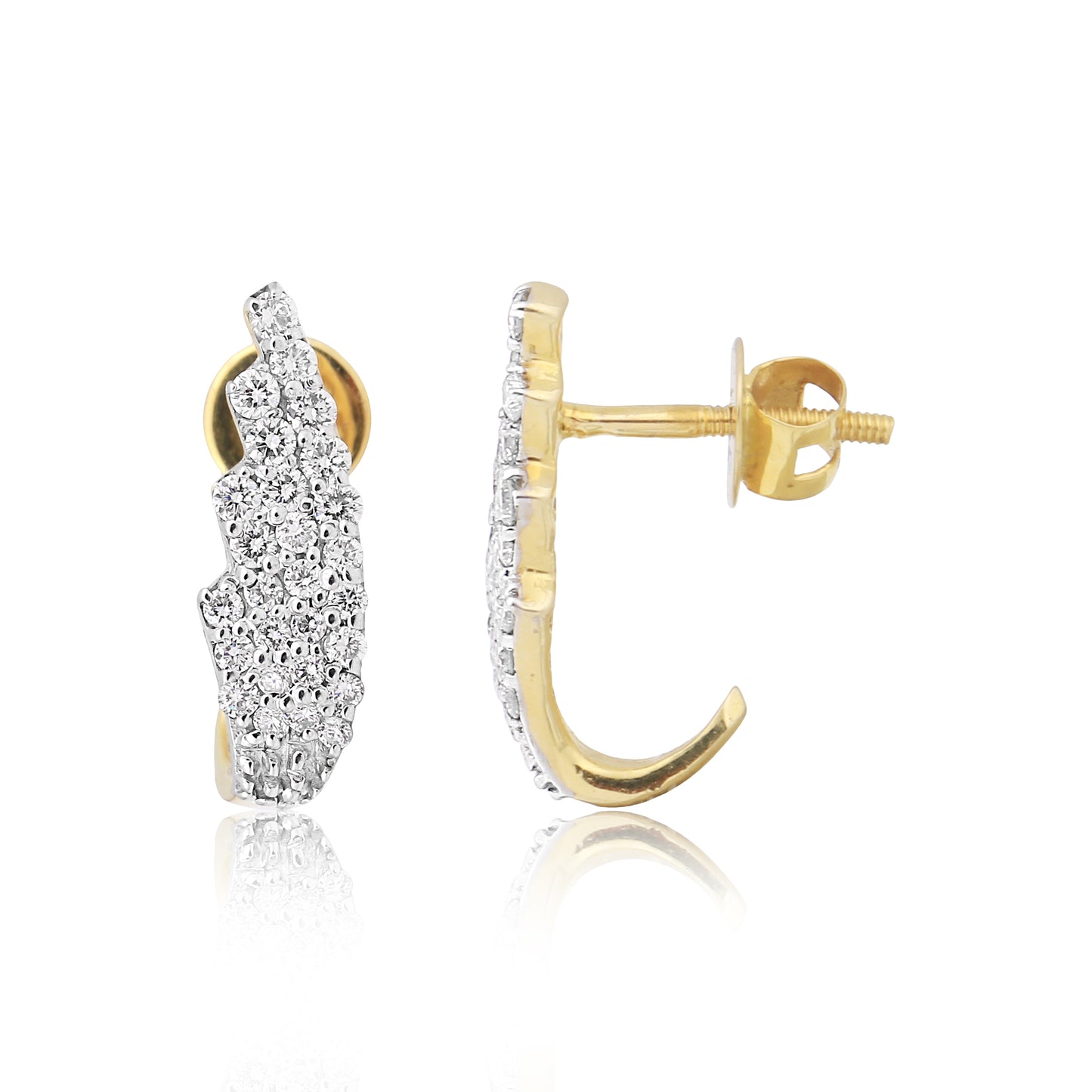 Modern Tendril Design Diamond Earrings