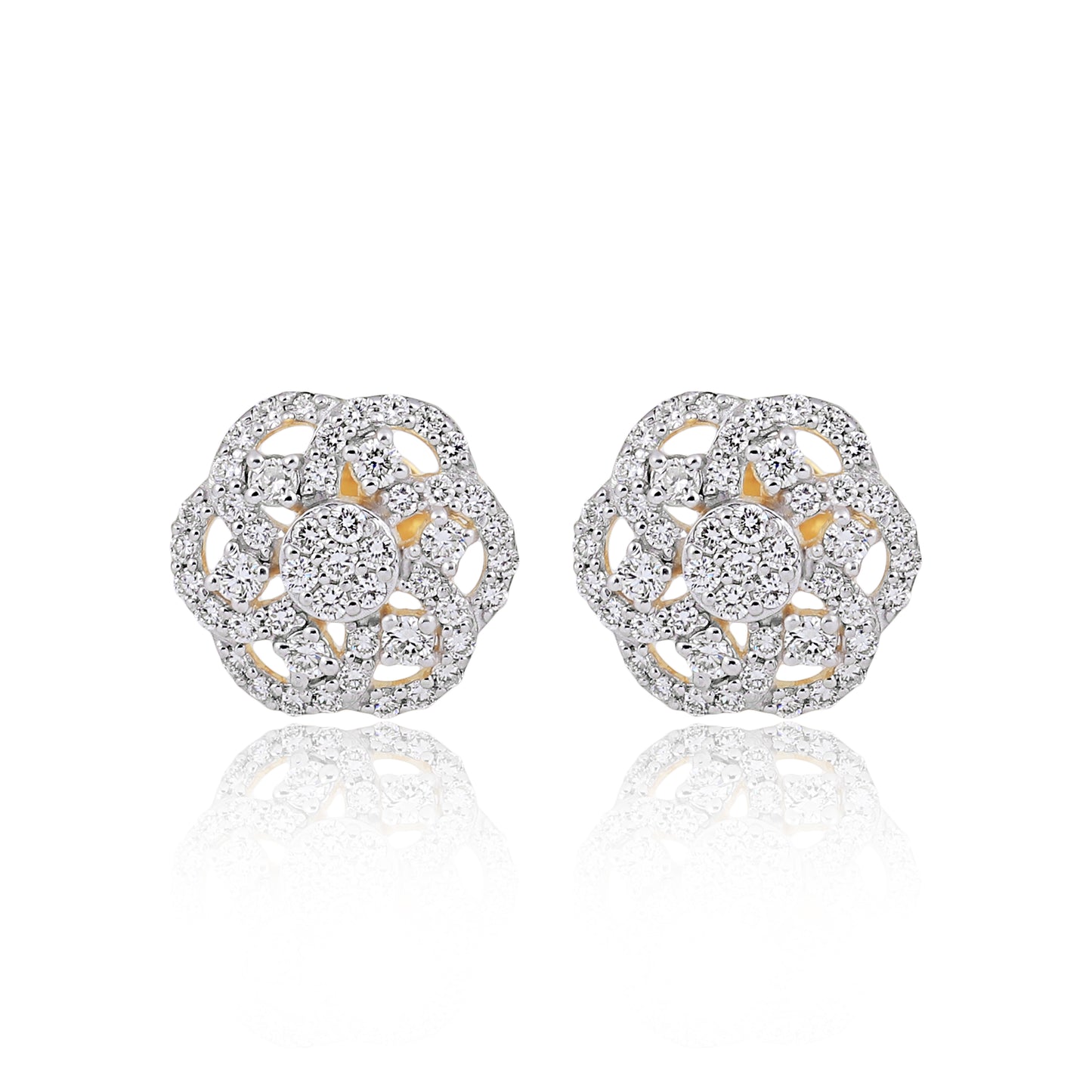 Diamond Flower Cluster Earrings