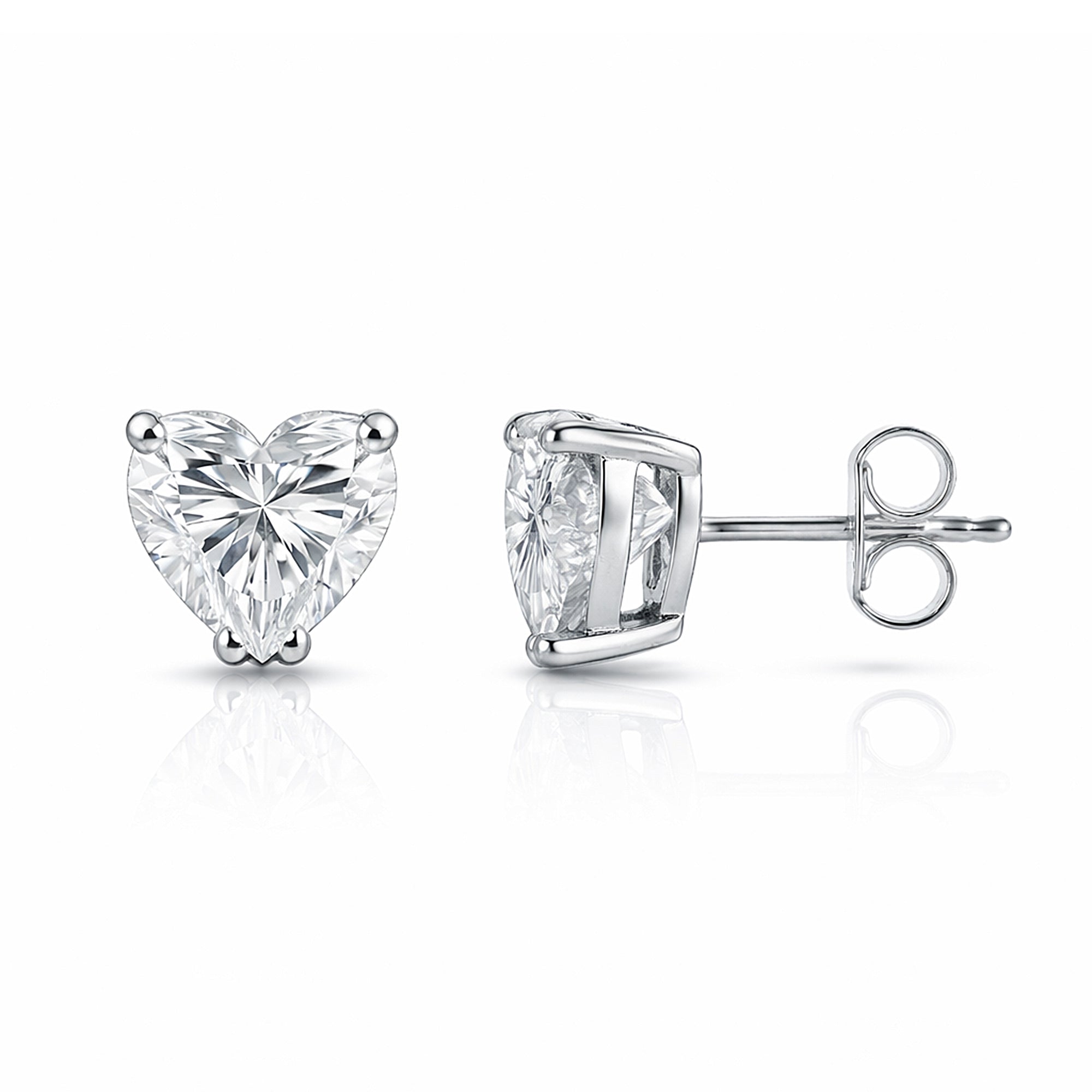 4 ct DEW Certified Treated White Moissanite Solitaire Studs Great Shine 18K Gold Plated