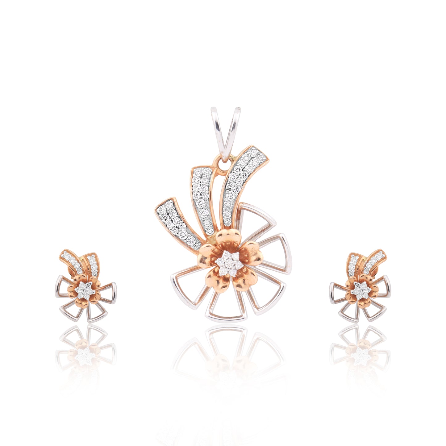 Radiant Bloom Diamond Pendant Set