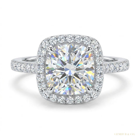 3.14 ct DEW Round Cut White Moissanite Ring – Holiday Engagement Gift 18K Gold Plated V 18K Gold Plated – white background main image