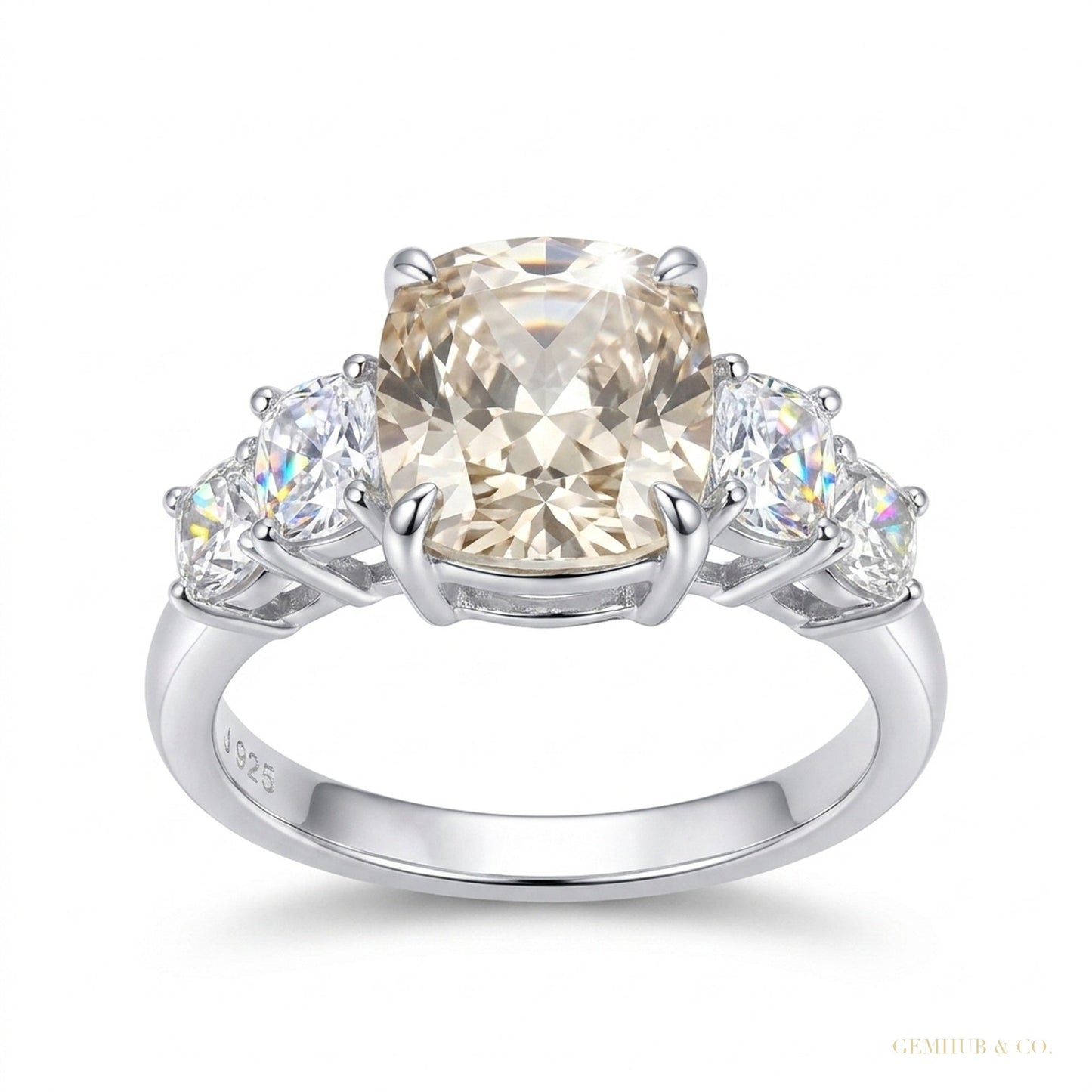 3.18 ct DEW Off White Moissanite Ring Gift for Women – Christmas Sale 18K Gold Plated V 18K Gold Plated – white background main image