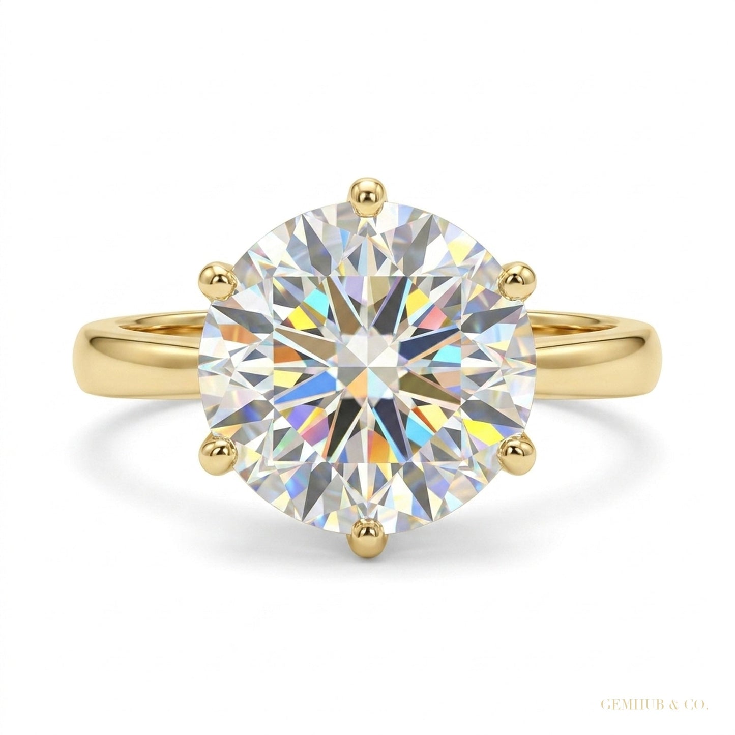 3.25 ct DEW Portuguese Cut White Moissanite Solitaire Ring – Xmas Gift 18K Gold Plated 18K Gold Plated – white background main image