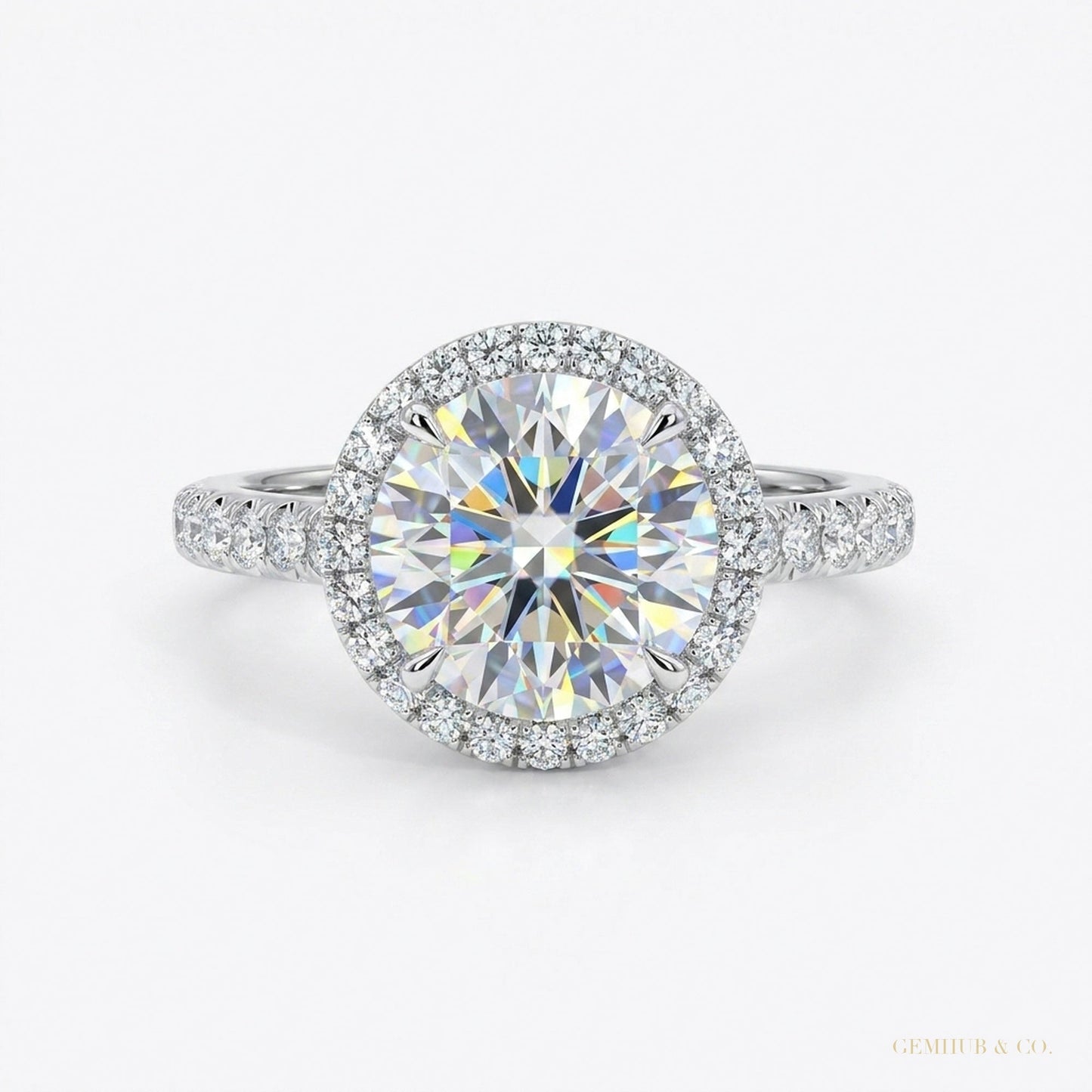 3.25 ct DEW Round Off White Moissanite Solitaire Ring in – Gift Pick 18K Gold Plated Ve 18K Gold Plated – white background main image