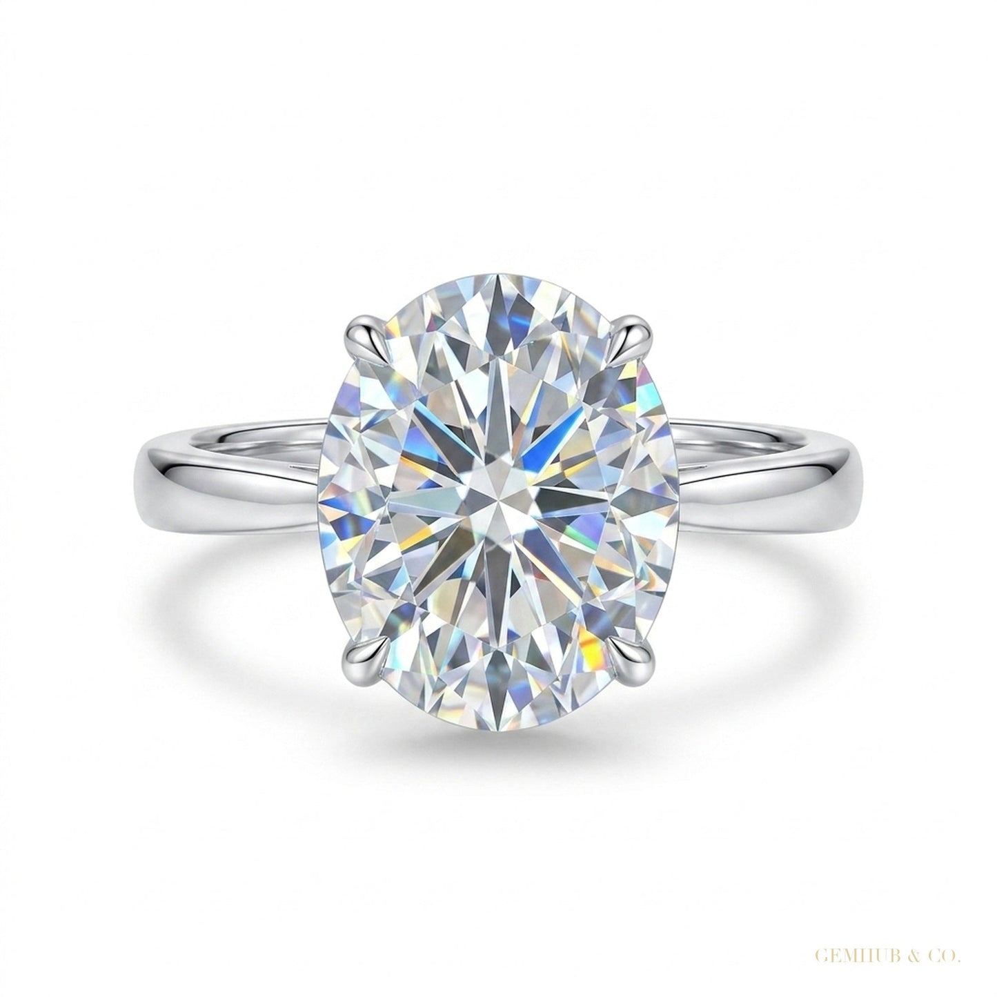3.50 ct DEW Oval Cut White Solitaire Moissanite in Engagement Ring 18K Gold Plated Verm 18K Gold Plated – white background main image
