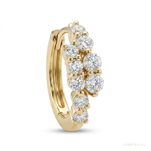 0.50Ct Round Natural GH/SI Diamond Hoop Women's Earrings Solid 14k Yellow Gold – white background main image