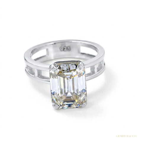 3.80 ct DEW Off White Moissanite Solitaire Ring – Wedding Gift Idea 18K Gold Plated Ver 18K Gold Plated – white background main image
