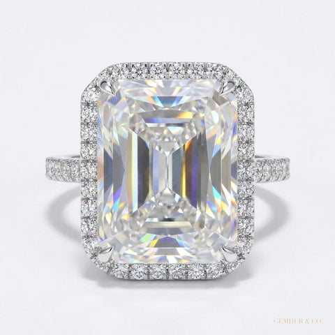 3.95 ct DEW Certified Radiant Cut Solitaire White Moissanite Ring 18K Gold Plated Verme 18K Gold Plated – white background main image