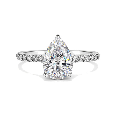 3 Ct Pear Cut Lab Grown Diamond Ring — VS1 Clarity, 18k Gold Vermeil