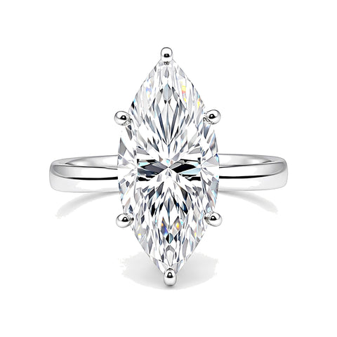 3.00 Ct Marquise Cut Lab Grown Diamond Ring — VS1 Clarity, 18k Gold Vermeil