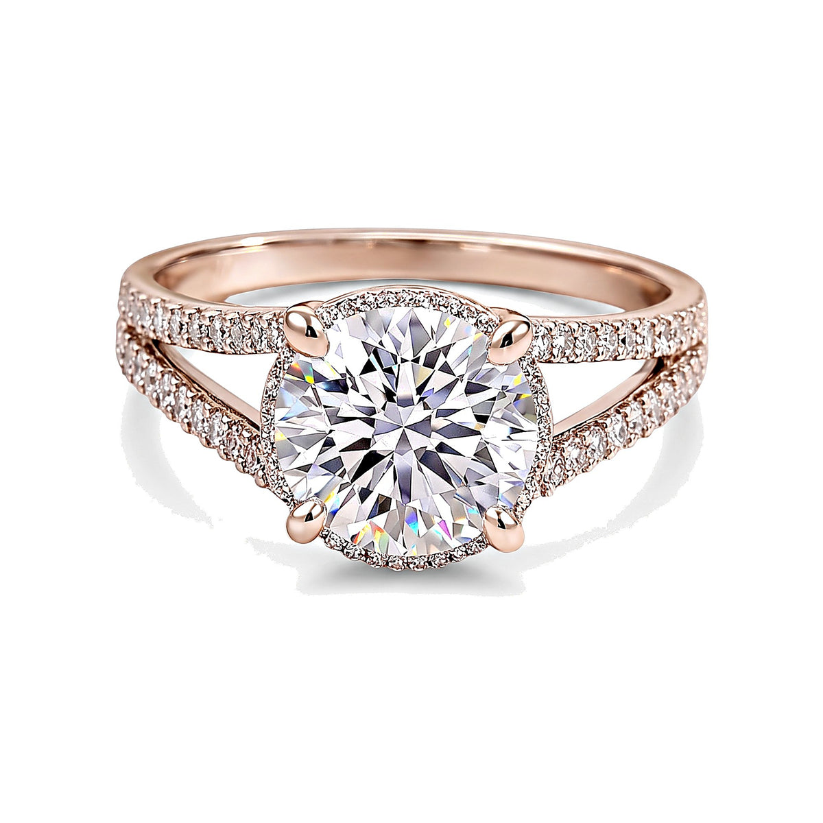 3.10 Ct Round Cut Lab Grown Diamond Ring — VS1 Clarity, 18k Gold Vermeil