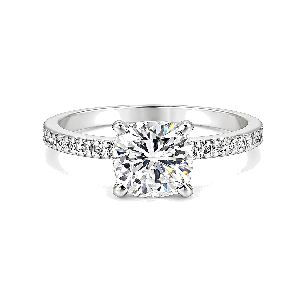 3.30 Ct Cushion Cut Lab Grown Diamond Ring — VS1 Clarity, 18k Gold Vermeil
