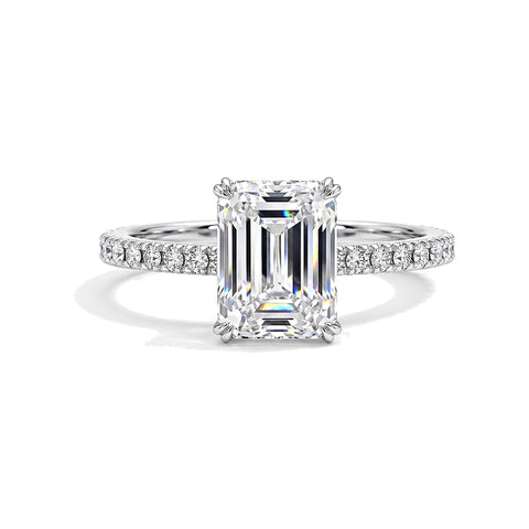 3.30 Ct Emerald Cut Lab Grown Diamond Ring — VS1 Clarity, 18k Gold Vermeil