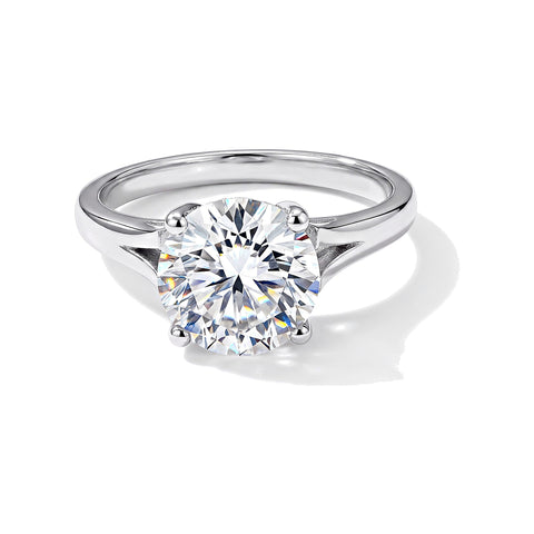 3.40 Ct Round Cut Lab Grown Diamond Ring — VS1 Clarity, 18k Gold Vermeil