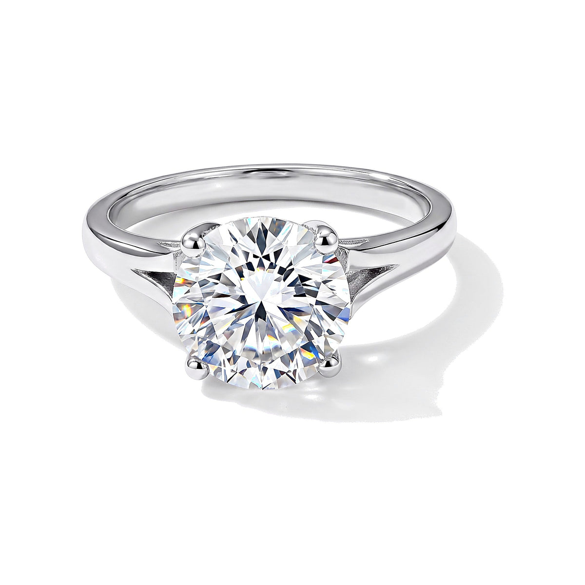 3.40 Ct Round Cut Lab Grown Diamond Ring — VS1 Clarity, 18k Gold Vermeil