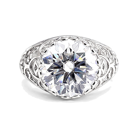 3.60 Ct Round Cut Lab Grown Diamond Ring — VS1 Clarity, 18k Gold Vermeil