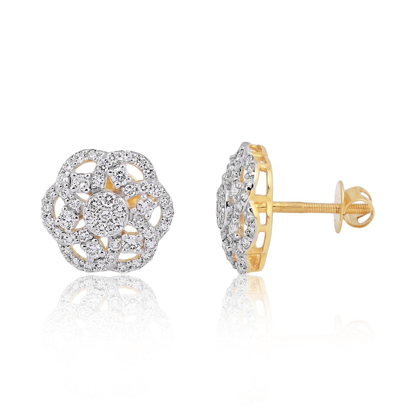 Diamond Flower Cluster Earrings