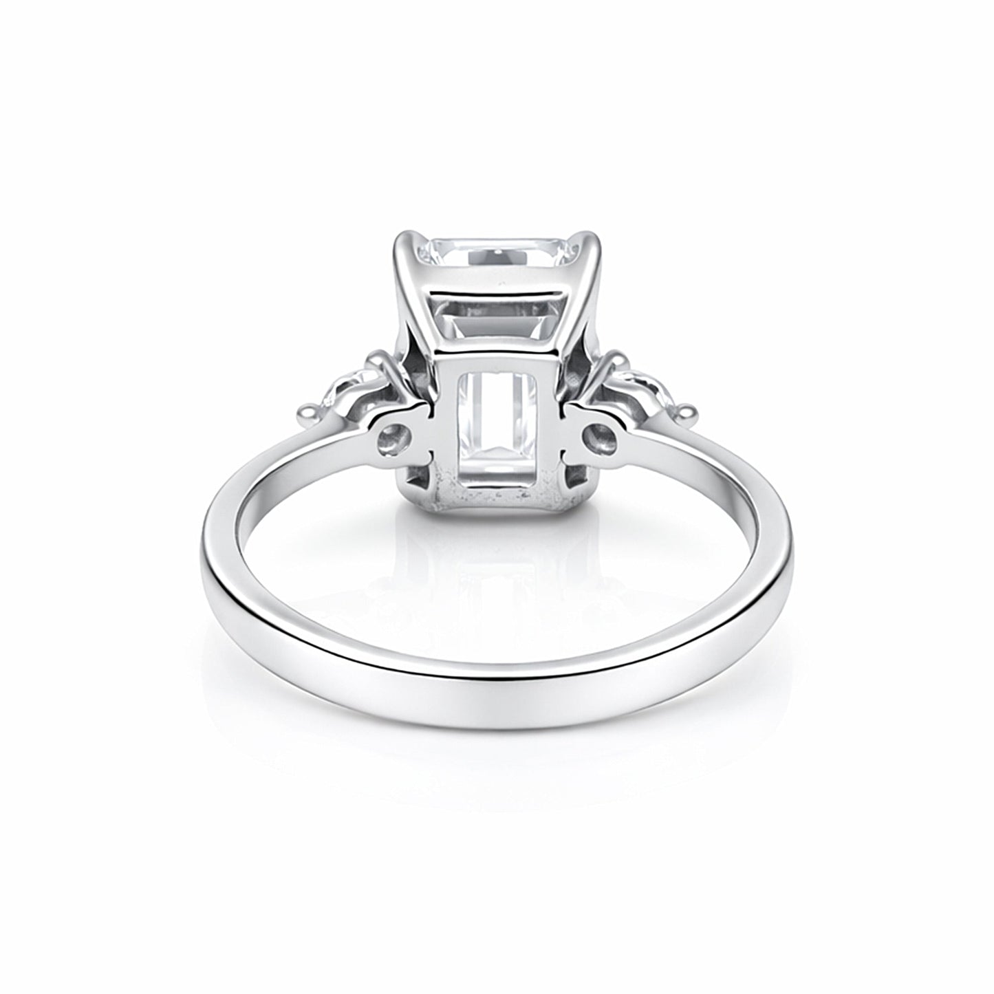 RARE 4.50 ct DEW Radiant Cut Off White Moissanite Ring in Certified 18K Gold Plated Ver 18K Gold Plated