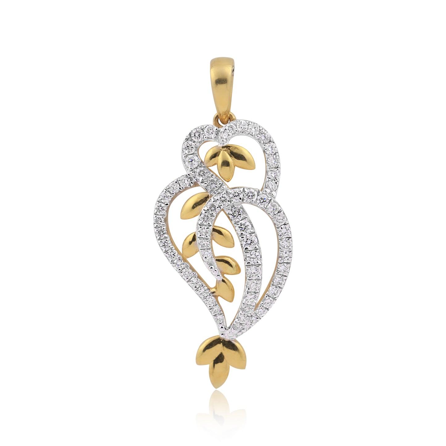 Leaf Motif Diamond Pendant Set