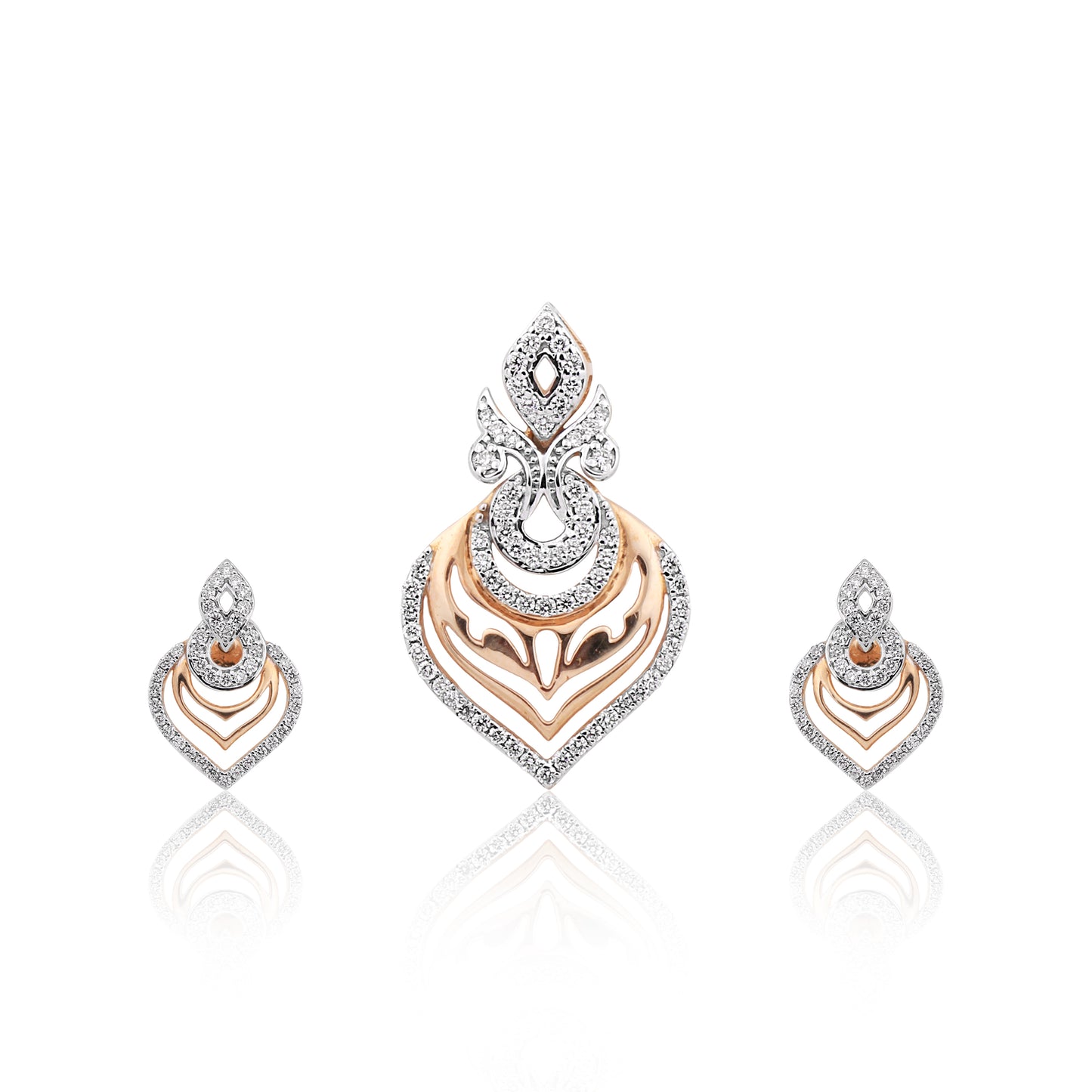 Elysia Layered Teardrop Diamond Pendant Set