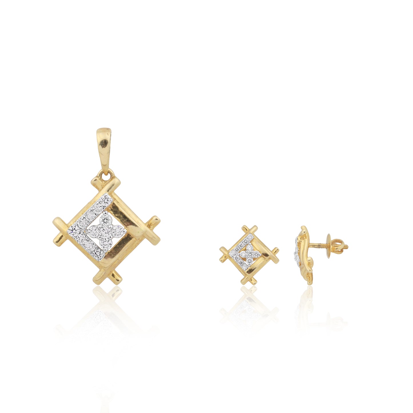Radiant Geometry Diamond Pendant Set