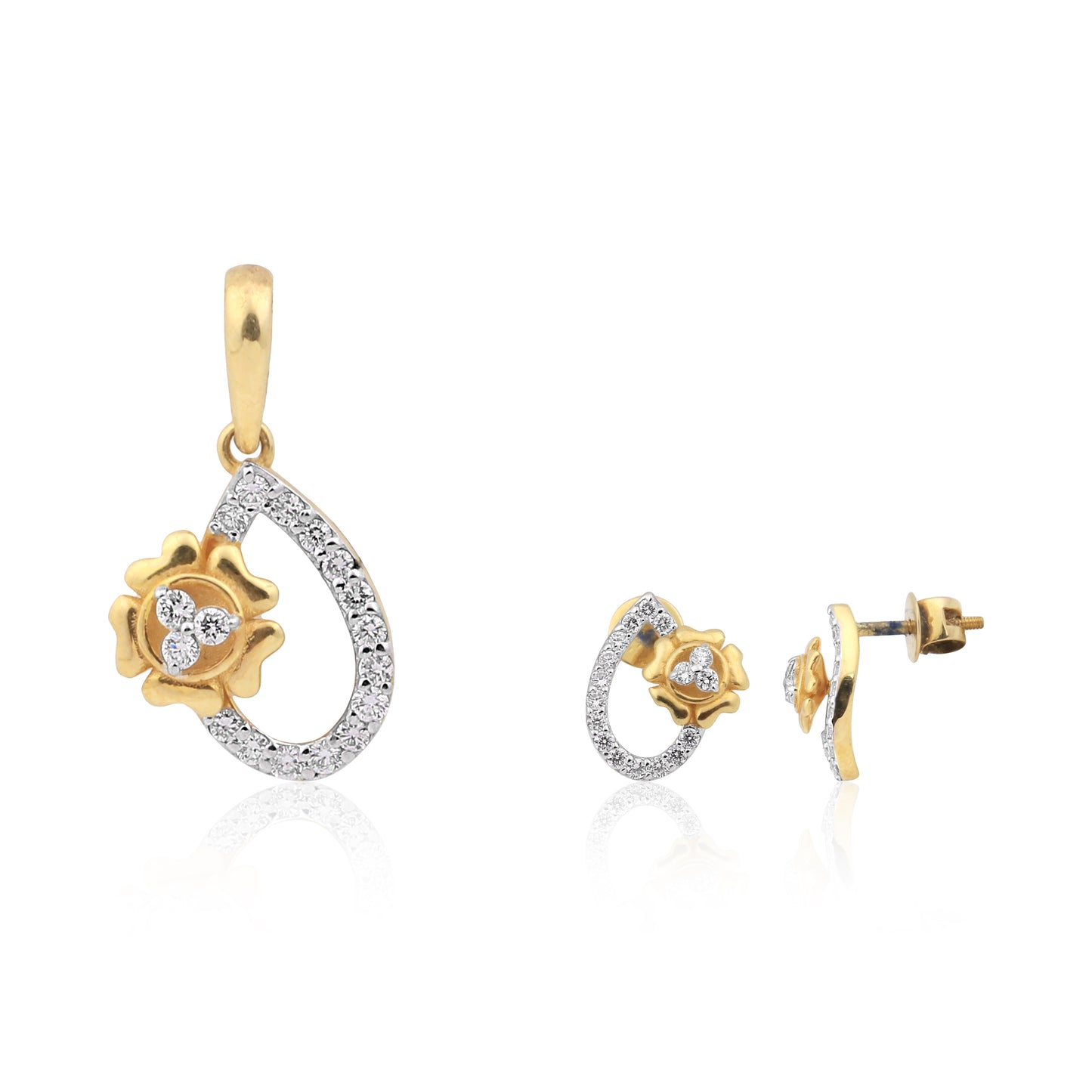 Floral Diamond Pendant Set