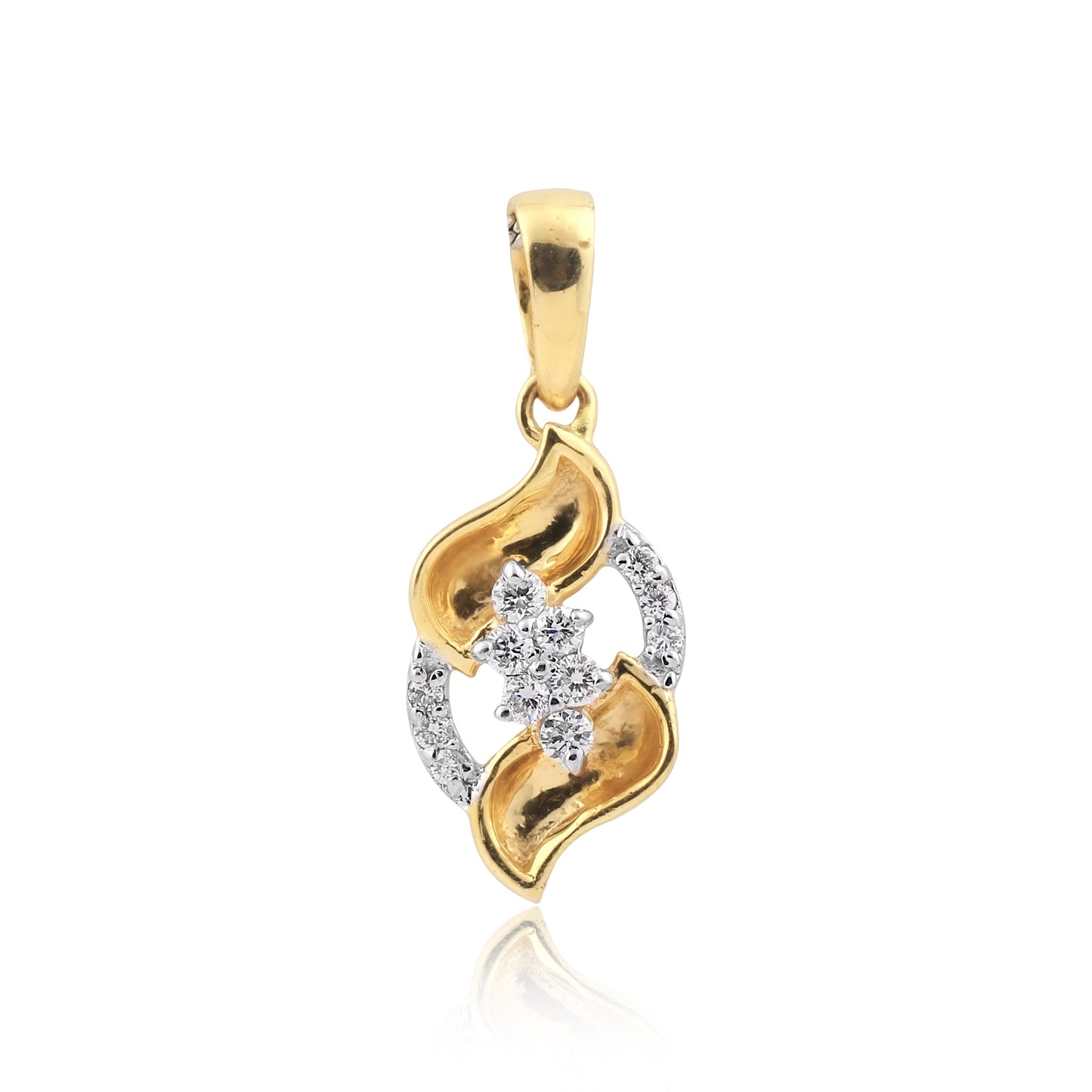 0.38 Ct Natural Diamond Pendant And Earrings Set 18KT Yellow Gold IGI Certified