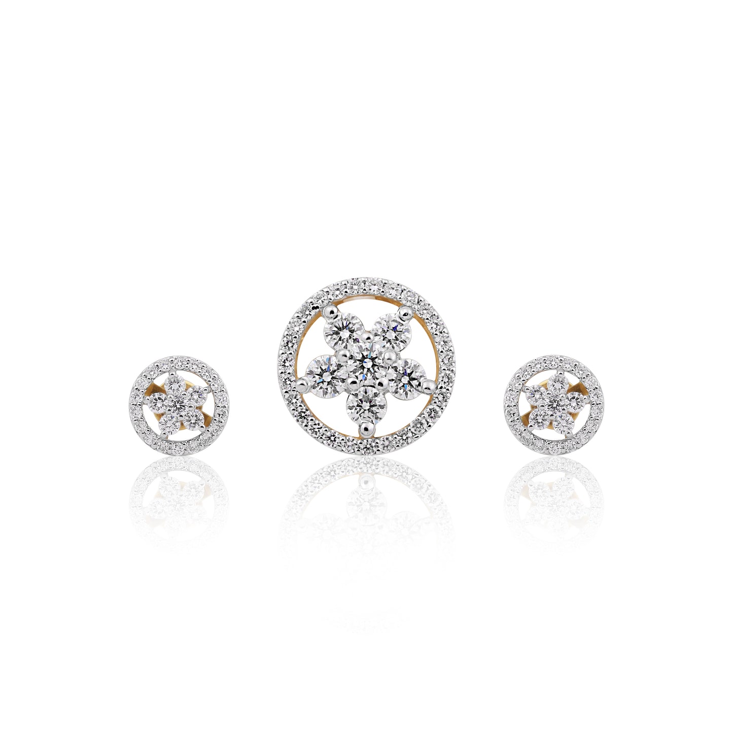 Blossom Radiance Floral Diamond Pendant Set