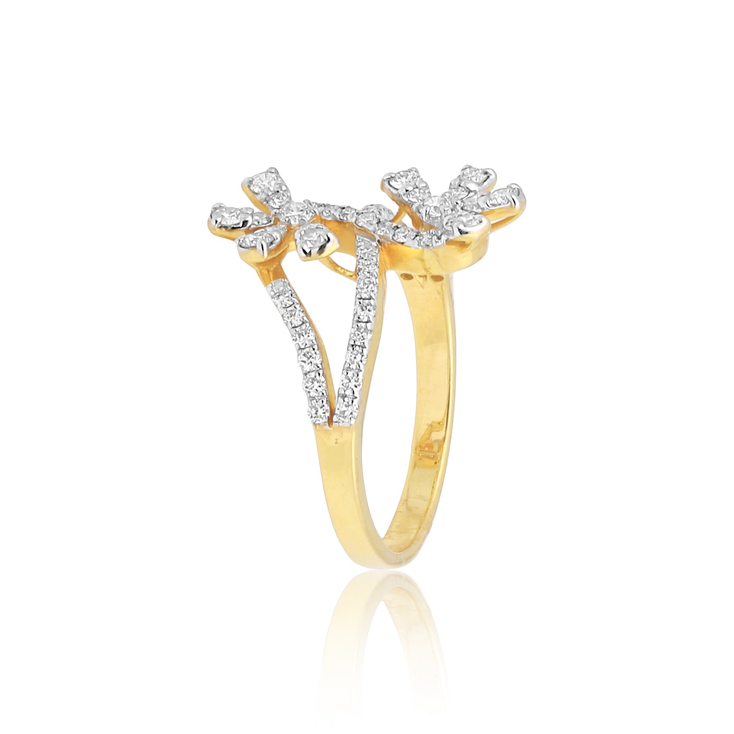 gold ring with diamond accents