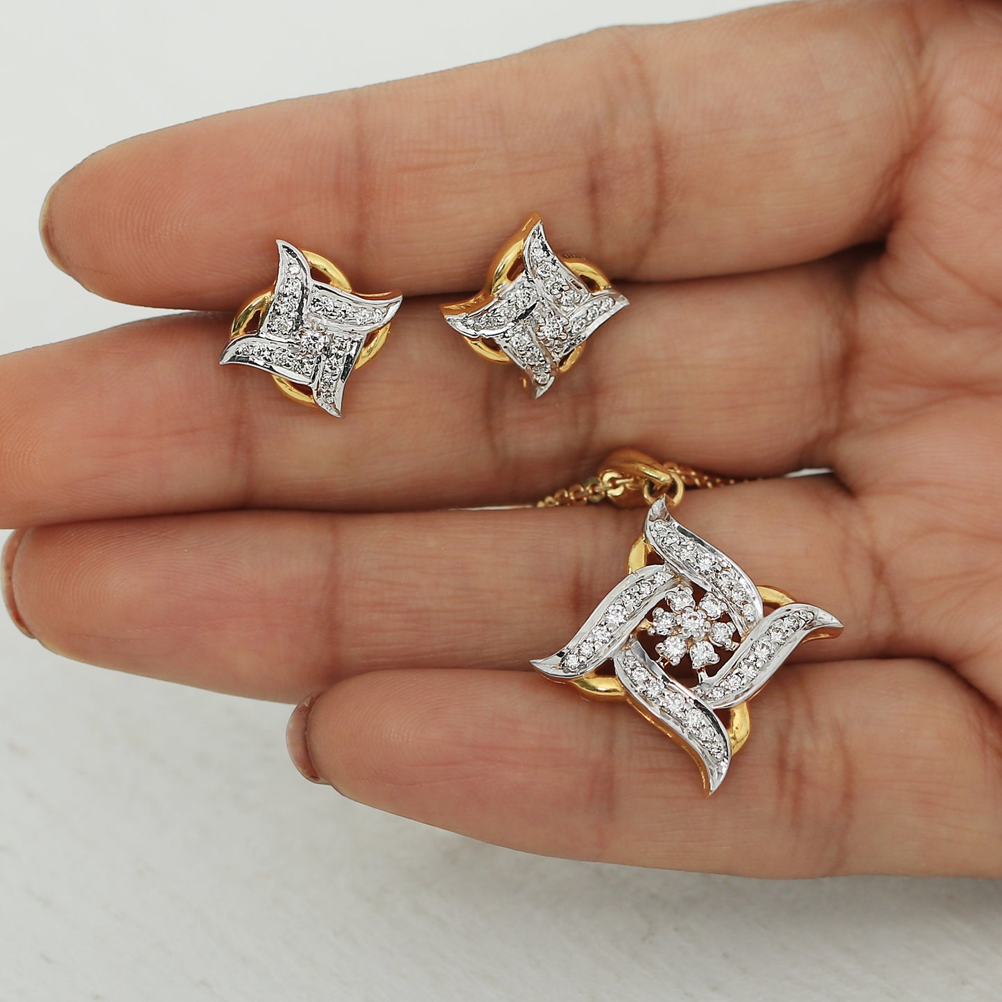 Celestial Swirl Diamond Pendant Set