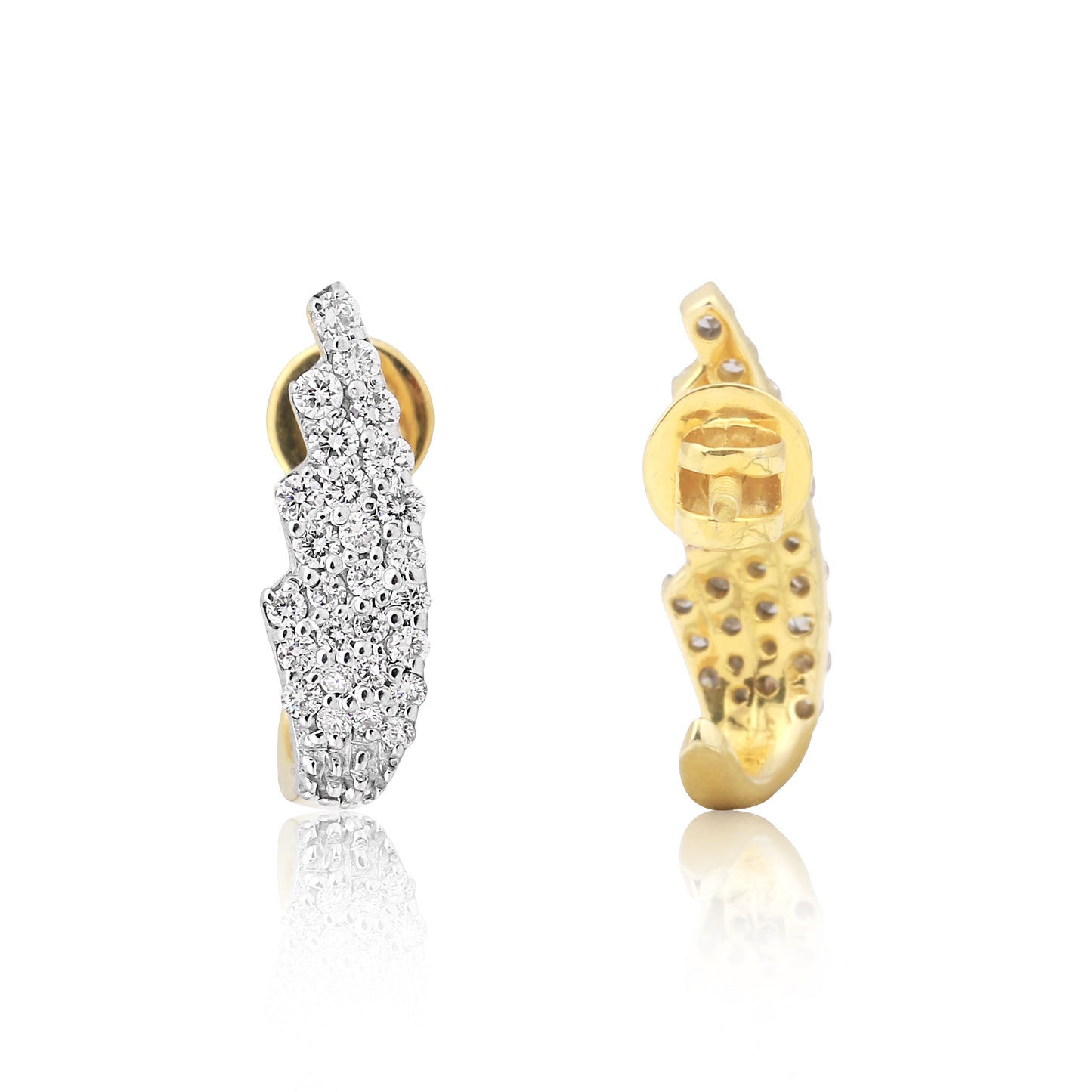 Modern Tendril Design Diamond Earrings