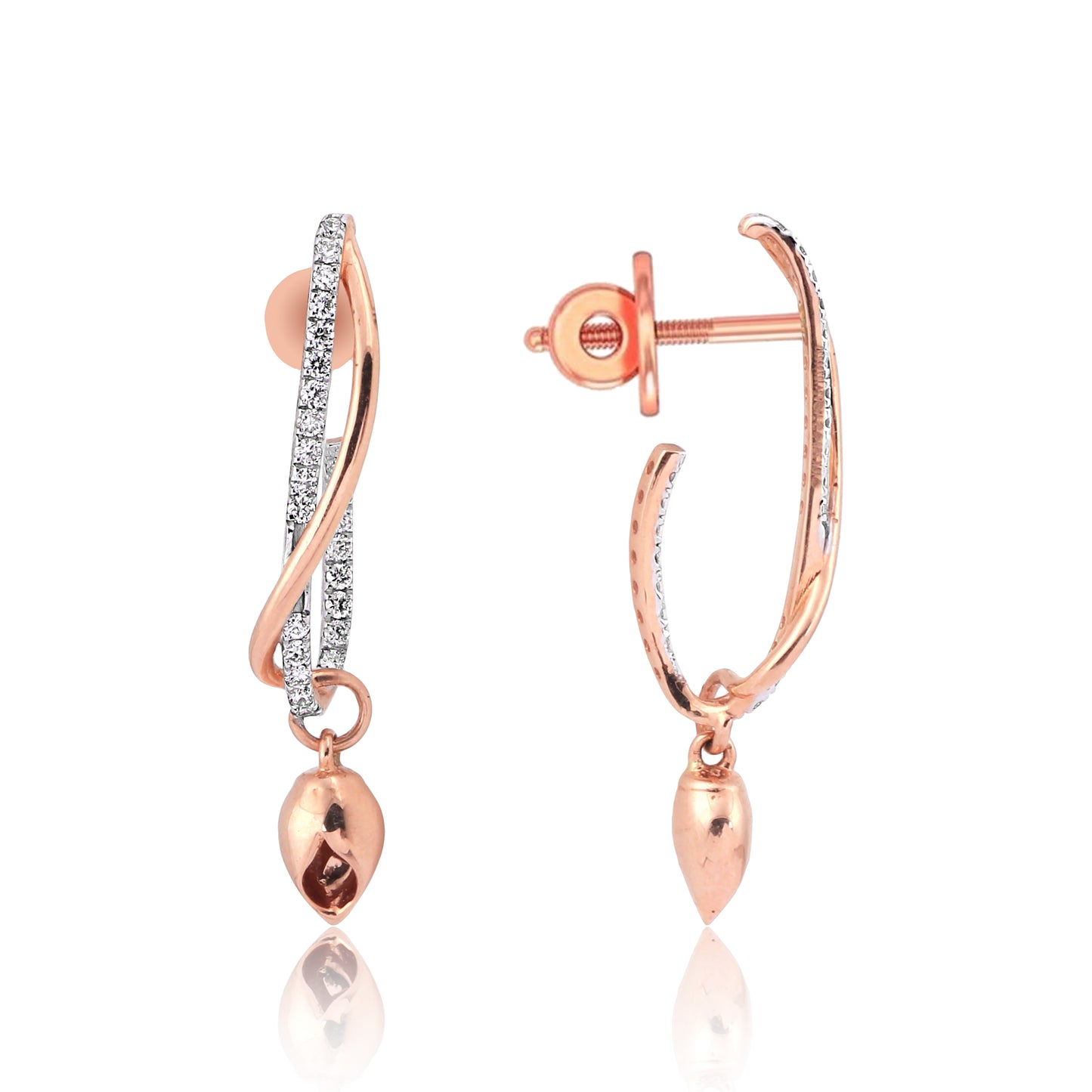 Elegant Rose Gold Diamond Drop Earrings