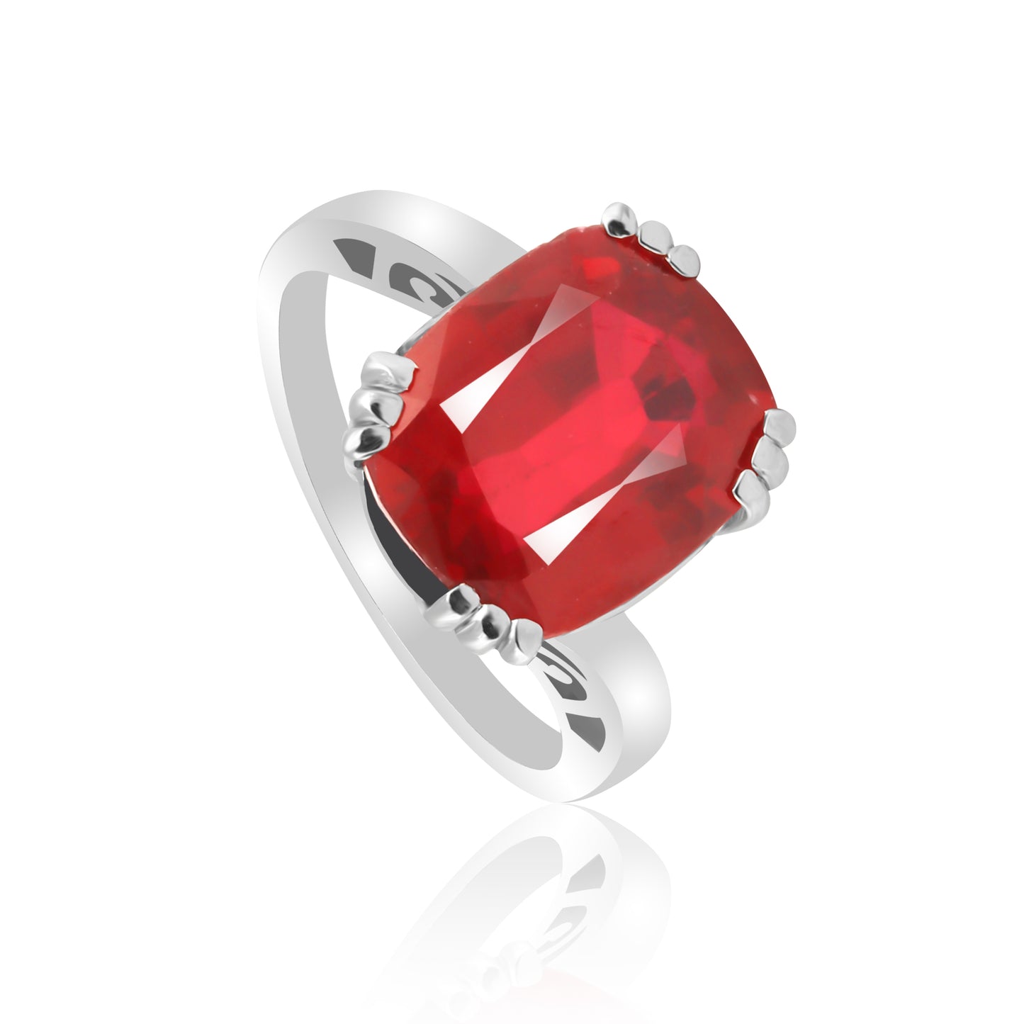 7 Ct. Certified Natural Cushion Cut Red Ruby 925 Sterling Silver Ring