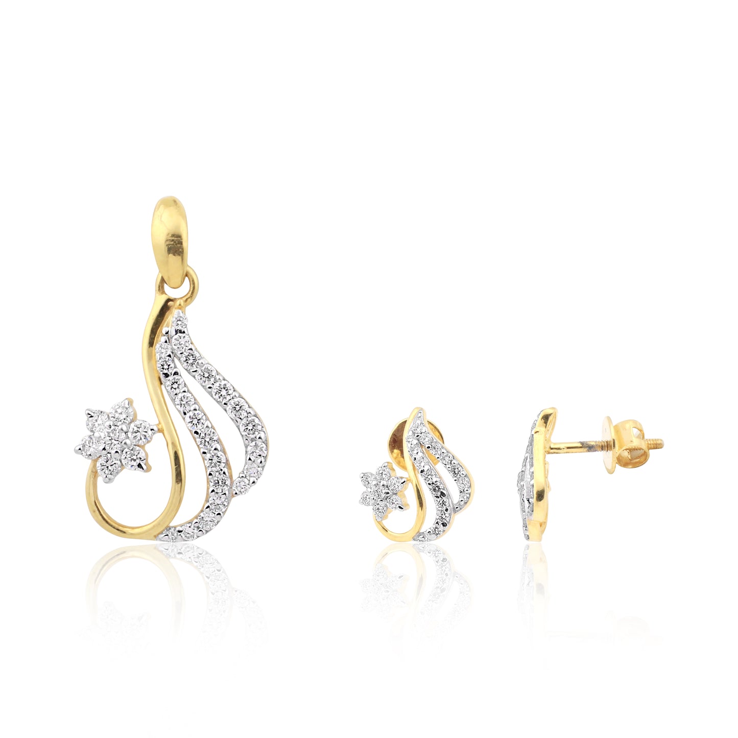 Teardrop Flame Diamond Pendant Set