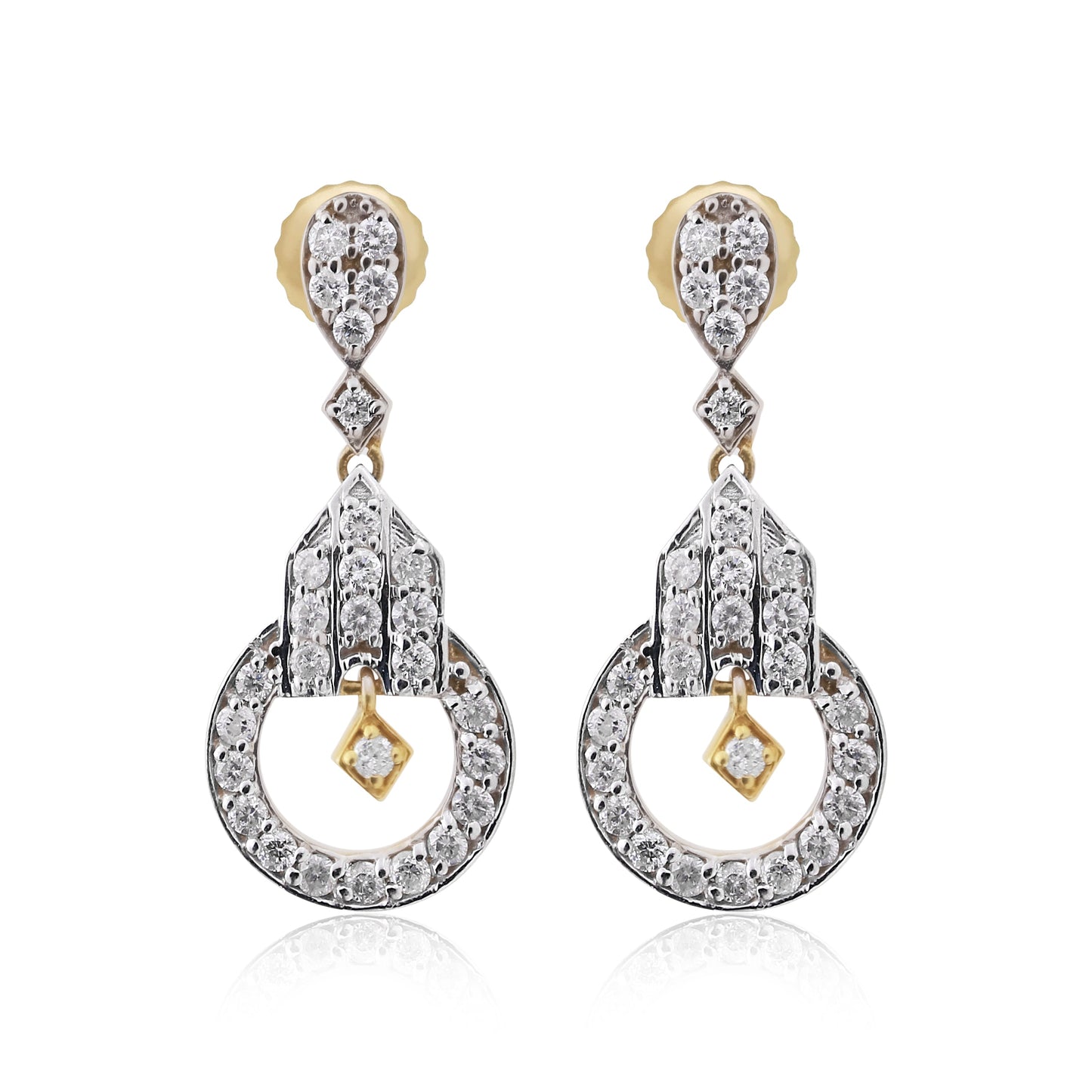 1.05 Ct. IGI Certified Natural Diamond Dangle Earrings in 18K Yellow Gold