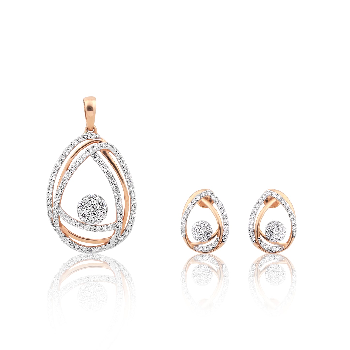 Twilight Embrace Interwoven Teardrop Diamond Pendant Set