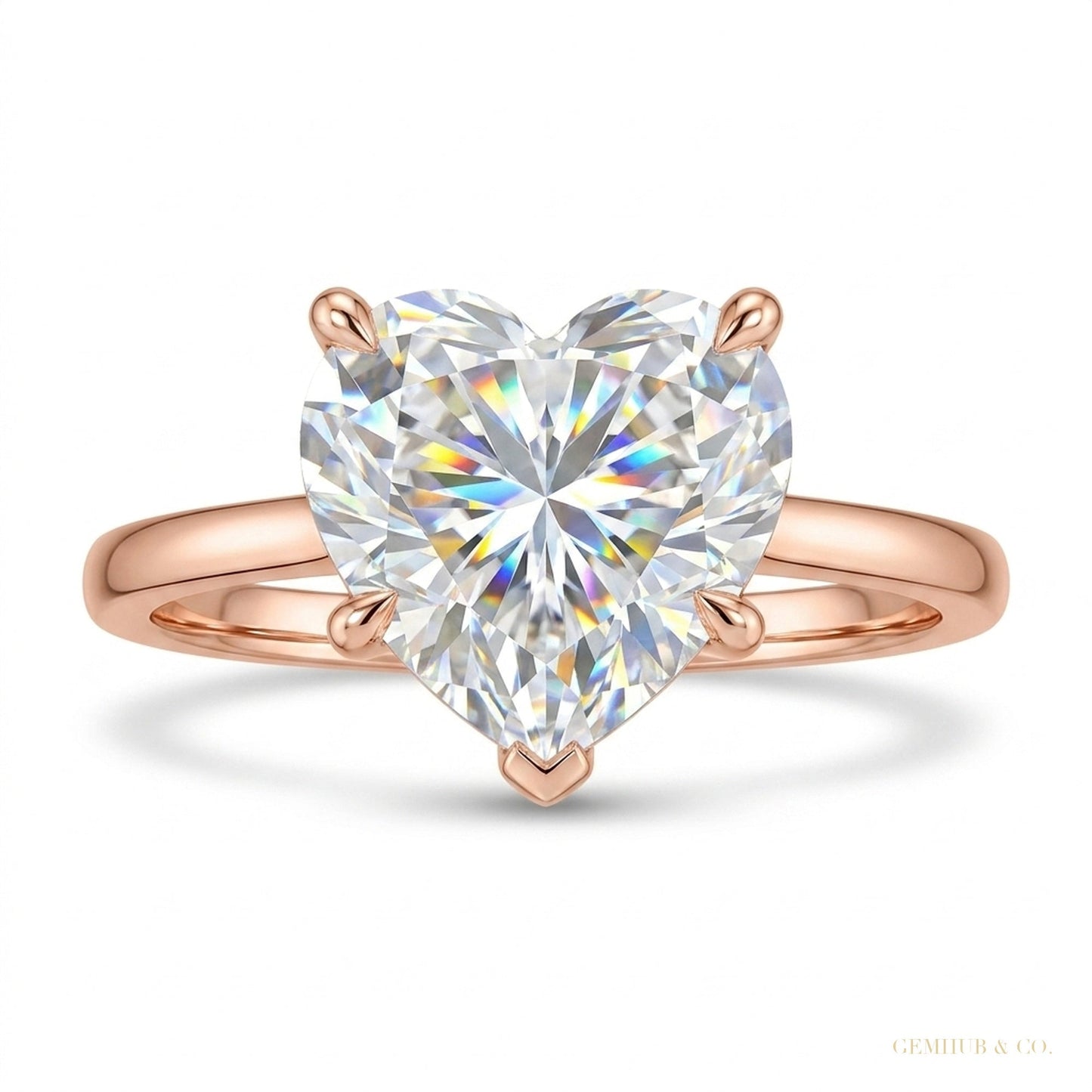 4.00 ct DEW Certified Heart Cut Solitaire White Moissanite In Ring 18K Gold Plated Verm 18K Gold Plated – white background main image
