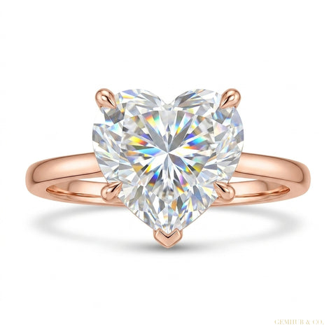 4.00 ct DEW Certified Heart Cut Solitaire White Moissanite In Ring 18K Gold Plated Verm 18K Gold Plated – white background main image