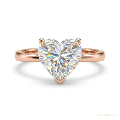 4.00 ct DEW Heart Cut White Moissanite Ring Romantic Gift for Her 18K Gold Plated Verme 18K Gold Plated – white background main image